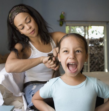 mixed children hair style and comb